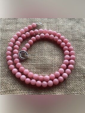 Natural Rose / Pink Quartz Stone Necklace Luxury Look Handmade New